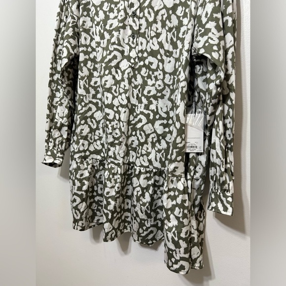 New! Elizabeth and James Animal Print Ruffled Peasant Mini Dress Size XL - Picture 4 of 12